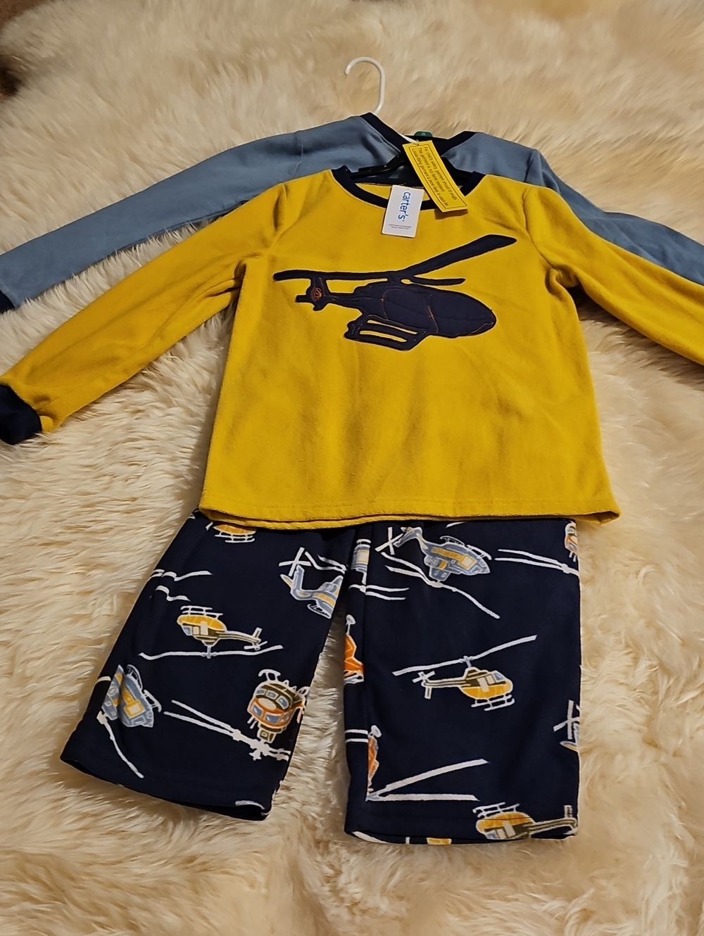 Carter's Yellow Helicopter Pajama Set with Navy Print Pants